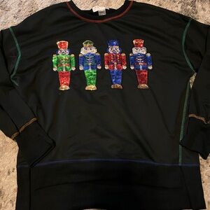 Festive Black Sweater with Nutcracker Design